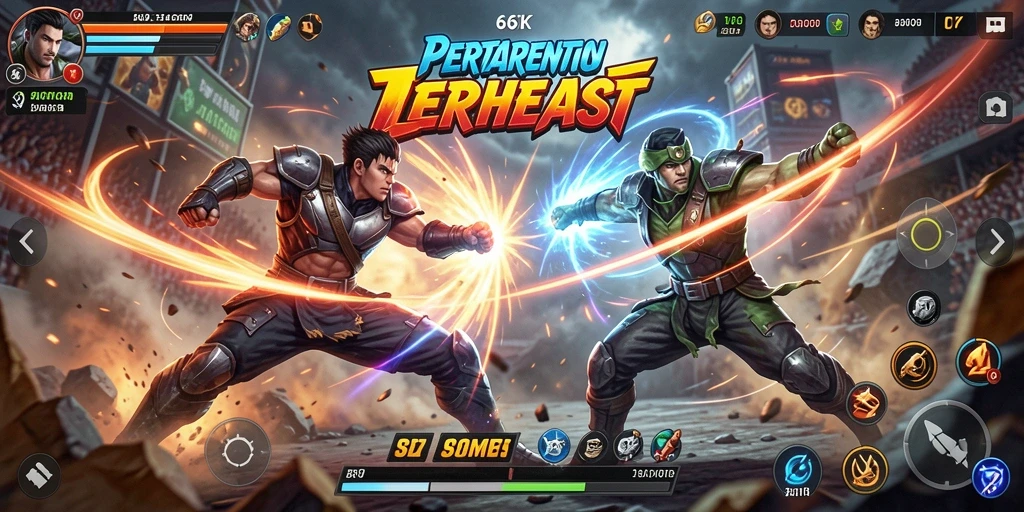 Tangkapan layar utama 66K menampilkan gameplay aksi menarik.
