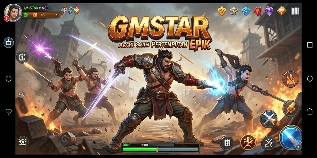 Tampilan gameplay GMSTAR yang penuh aksi dan seru.