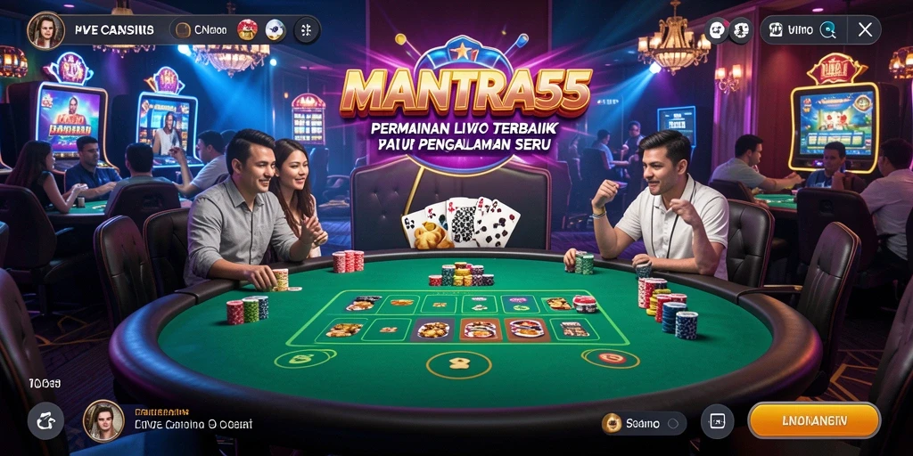 Tampilan gameplay Live Casino MANTRA55 yang mendebarkan dan interaktif.
