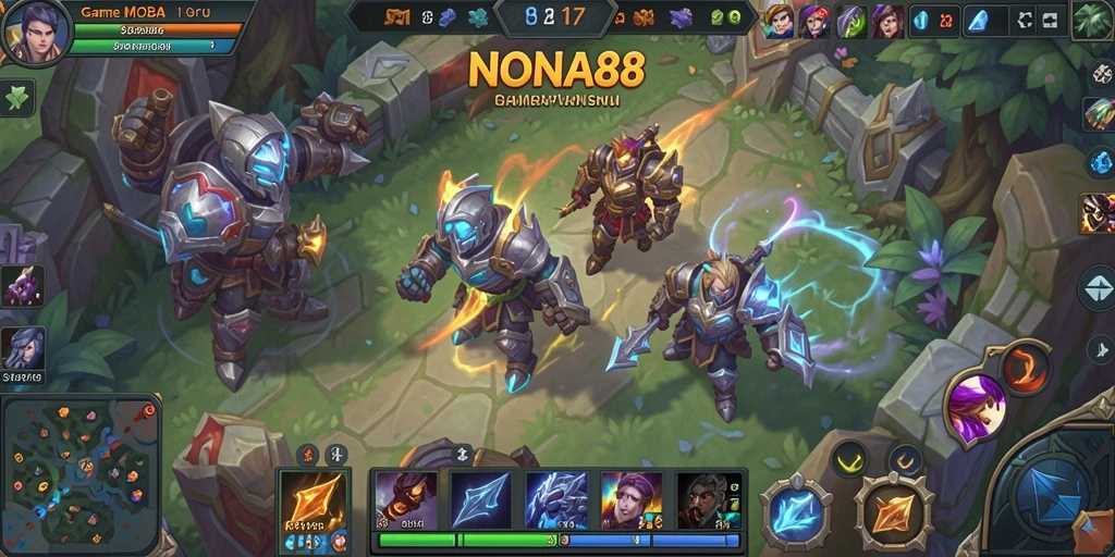Tangkapan layar gameplay NONA88 yang mendebarkan dan penuh aksi MOBA.